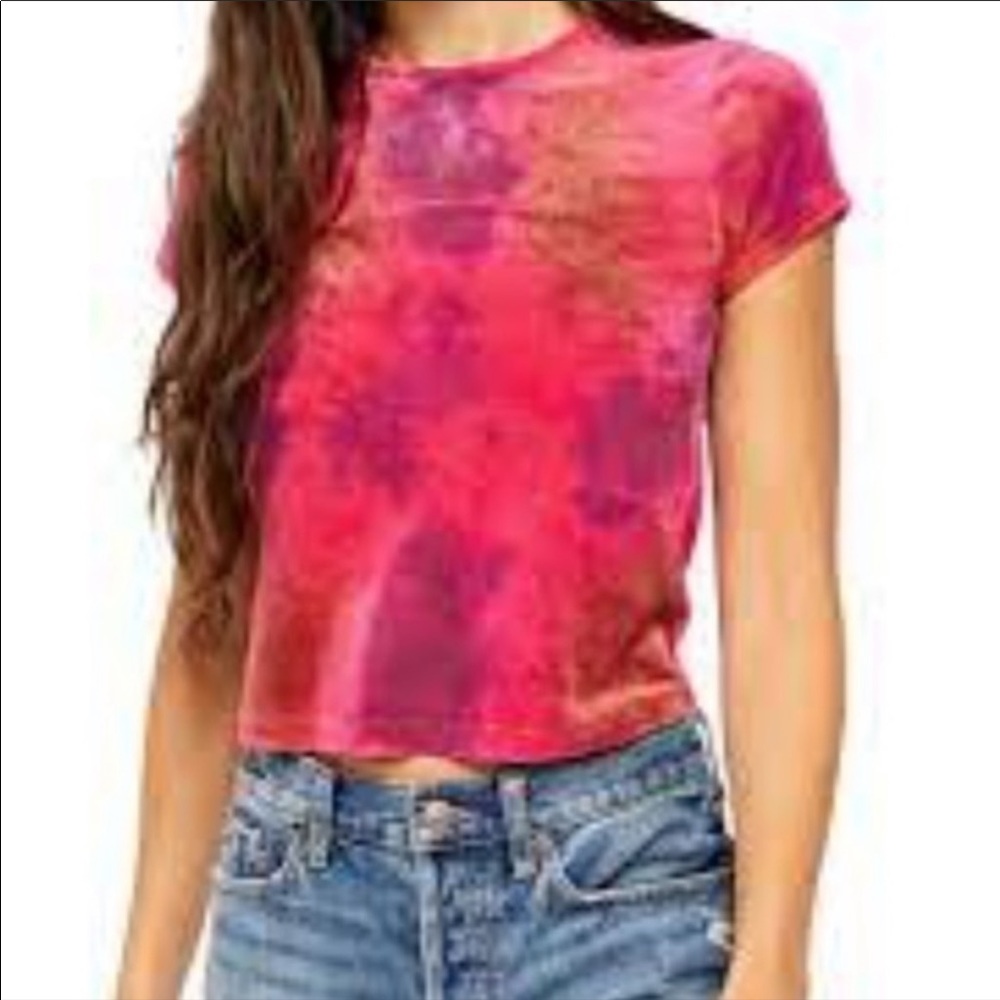 Free People Colorful Velvet-Like Shirt